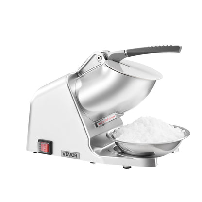 VEVOR Commercial Ice Crusher 286LBS/H Electric Snow Cone Maker Shaved Ice Blue/sliver