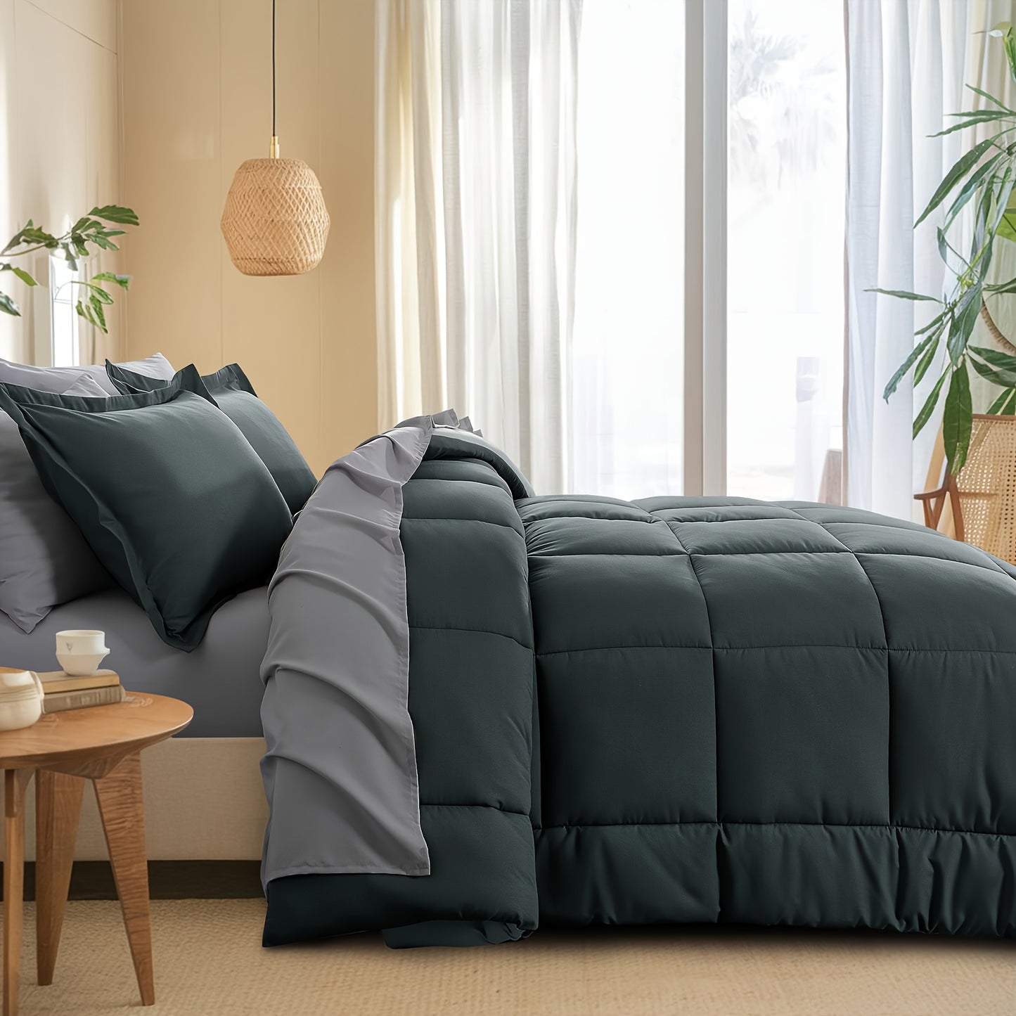 7pcs Comforter Set-Luxury Soft Fluffy Bedding With 1 Comforter, 1 Fitted Sheet, 1 Flat Sheet, And 4 Pillowcases & Pillow Cover-All Season Quilte Set Queen, Hypoallergenic, Breathable, Easy Care, Valentine'S Day Bed In A Bag, Gifts For Her