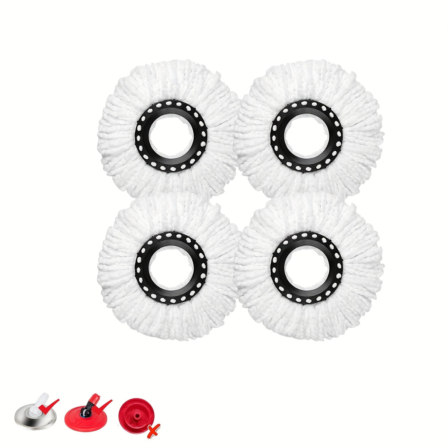 4/8 Pack Spin Mop Replacement Head 360° Microfiber Mops Refills Easy Cleaning Round Shape Standard Size