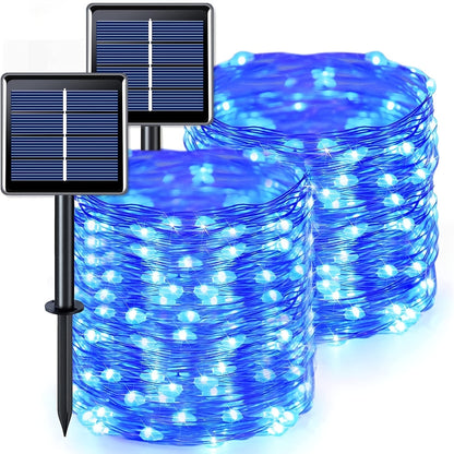 2/4/8 Pack Solar Fairy Lights, 330 LED Outdoor Solar Christmas Lights, 8 Modes Wire Solar Twinkle String Lights for Christmas Tree Wedding Party Garden Patio