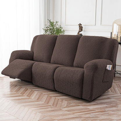 3SEATS 8pcs Recliner Slipcover Set, Flexible And Soft Slide Sleeve, Furniture Protector with Pocket, Suitable for Sofa Office Living Room