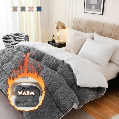 1pc Luxurious Plush Taffeta Comforter, Extra Thick And Soft Plush , Double-sided Thick, 500gsm Filling Heavy-Duty Extra Thick Warm For Autumn And Winter, Gift, Home Decor, Queen/King