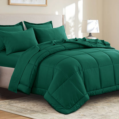 7pcs Comforter Set-Luxury Soft Fluffy Bedding With 1 Comforter, 1 Fitted Sheet, 1 Flat Sheet, And 4 Pillowcases & Pillow Cover-All Season Quilte Set Queen, Hypoallergenic, Breathable, Easy Care, Valentine'S Day Bed In A Bag, Gifts For Her