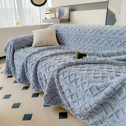 1pc Modern Jacquard Shu Velveteen Sofa Throw Cover - Pet Friendly Slipcover with Soft Plush Feel - Machine Washable, Non-Printing Single Piece Couch Protector for Home Decor - Fits Armchair to 4-Seater Sectional Sofas