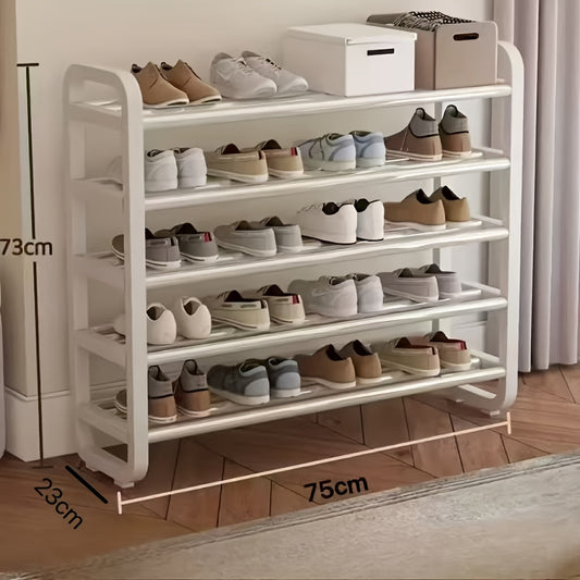 5 Layer Shoe Rack Space Saving Narrow Design | Floor to Ceiling Shoe Storage Organizer | Durable Entryway Closet Living Room Door Shoe Shelf in White