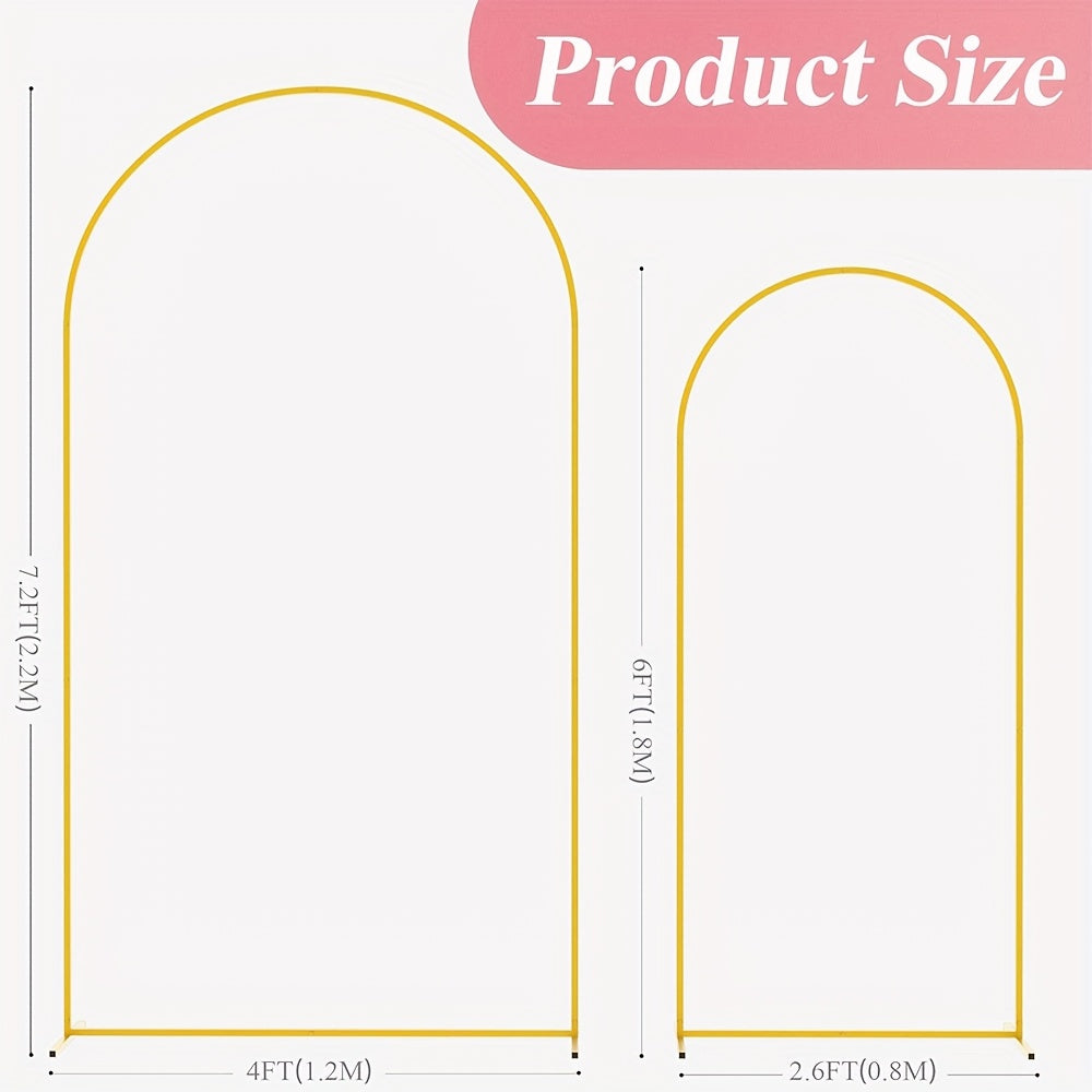 2-Piece Wedding Arch Backdrop Set Metal Arch Backdrop Frame Ideal For Wedding Celebrations, Outdoor/indoor Birthday Parties, Graduation Ceremonies, Garden Floral Balloon Arch Decorations, Event Decor 7.2 Ft + 6 Ft Halloween & Christmas